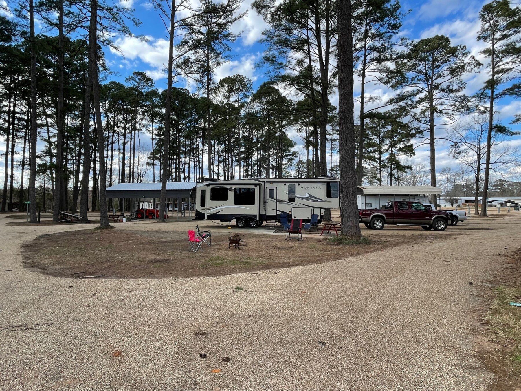 RV truck and Sky Duane at mid lake campground toledo bend hemphill tx