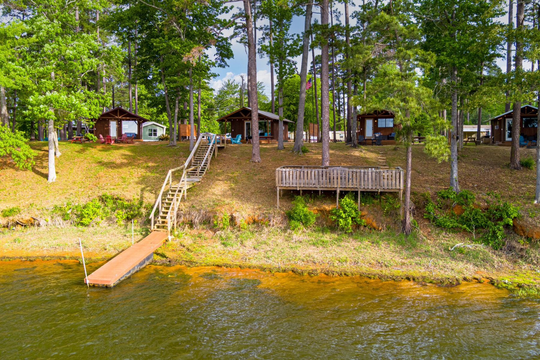 jbp highres aerial 17 porch or staircase in mid lake campground on toledo bend at hemphill tx