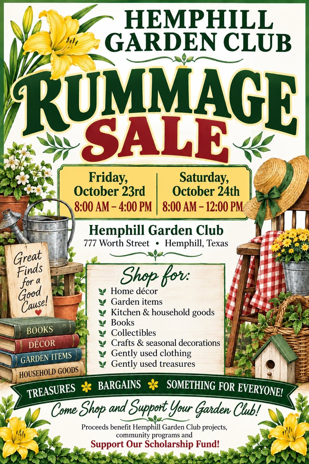 Rummage Sale Hemphill Garden Club